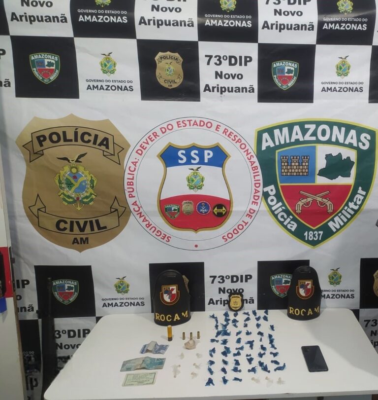 Em Novo Aripuanã-AM, homem é preso com drogas, munições e dinheiro