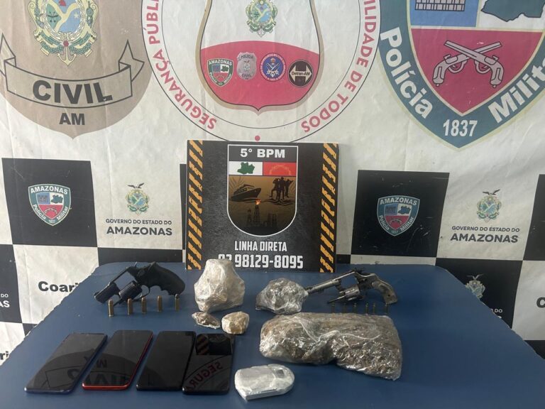 Dupla é presa por tráfico de drogas e porte ilegal de arma de fogo, em Coari, no AM