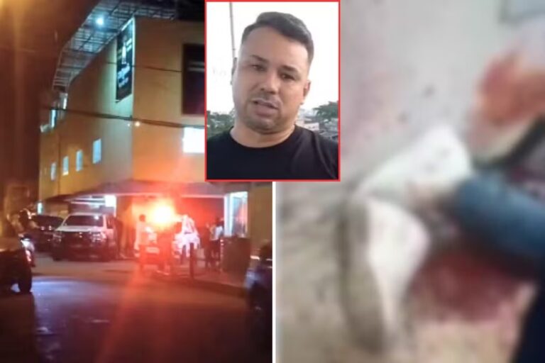 Dois homens saem do carro e atiram contra o térreo do prédio onde Edgar estava.