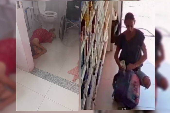 VÍDEO: Mulher cadeirante é acusada de fingir “passar mal” enquanto outra mulher furta drogaria