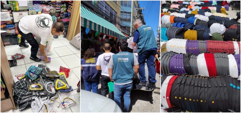 Cerca de 1,5 mil produtos falsificados são apreendidos em lojas no Centro de Manaus
