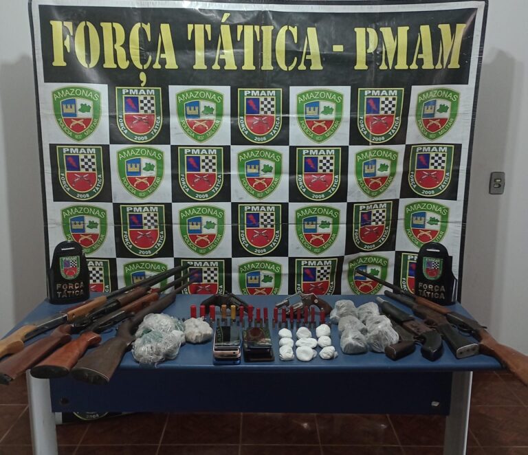 Trio é preso com arsenal de armas de fogo no interior do Amazonas