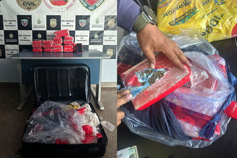 Mulher é presa com 18 tabletes de maconha dentro de mala, em São Gabriel da Cachoeira
