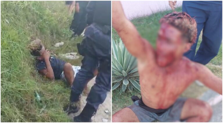 Dois criminosos foram espancados por passageiros após cometerem assalto a um ônibus do transporte coletivo.