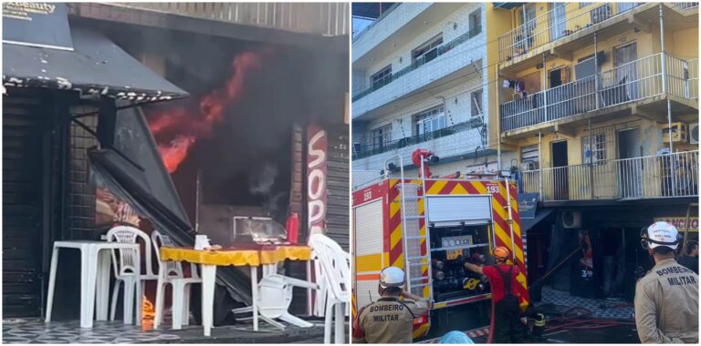 VÍDEOS: Incêndio atinge prédio e destrói restaurante no Centro de Manaus