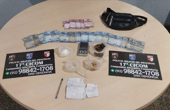 PM apreende porções de drogas na zona centro-oeste de Manaus; um homem foi preso