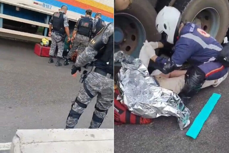 Motociclista tem perna esmagada por carreta na zona Centro-Sul de Manaus