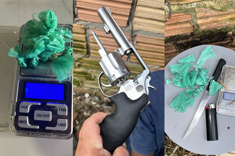 Em Itacoatiara, homem é preso com drogas, arma de fogo e apetrechos usados no tráfico