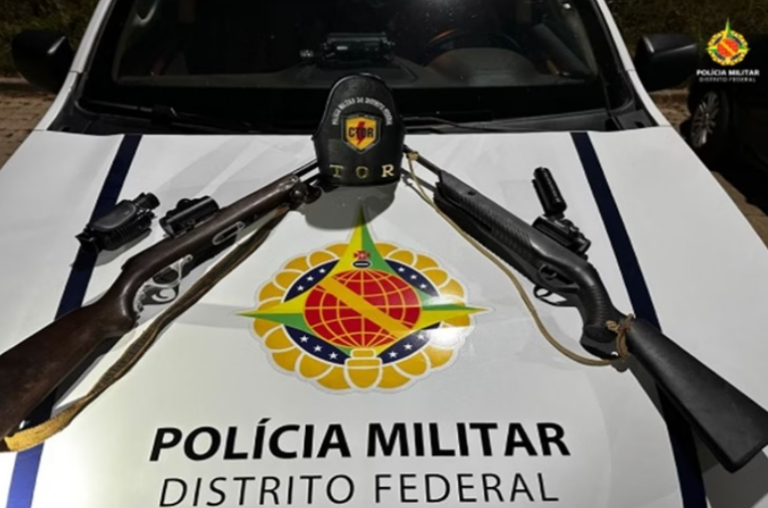 Polícia encontra espingardas escondidas embaixo de banco de carro no DF