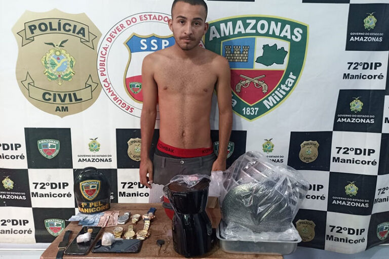 Durante abordagem policial homem é preso com drogas em Manicoré