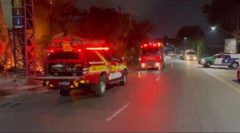 VÍDEO: Incêndio atinge área de mata e se aproxima de fiação elétrica no Distrito Industrial 