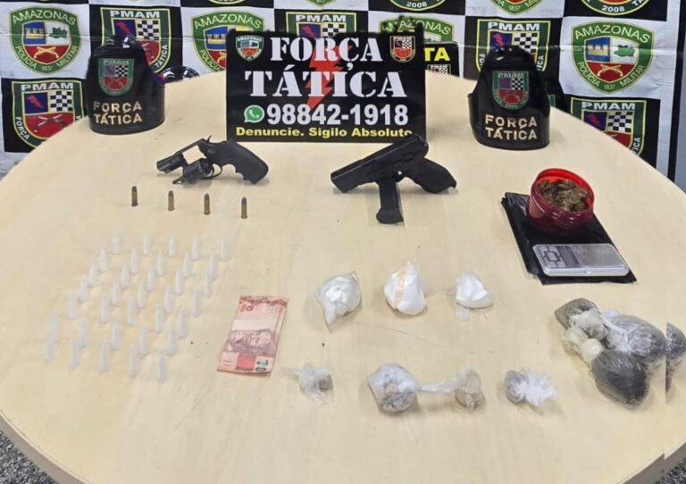 PM apreende quatro armas de fogo em zonas distintas de Manaus