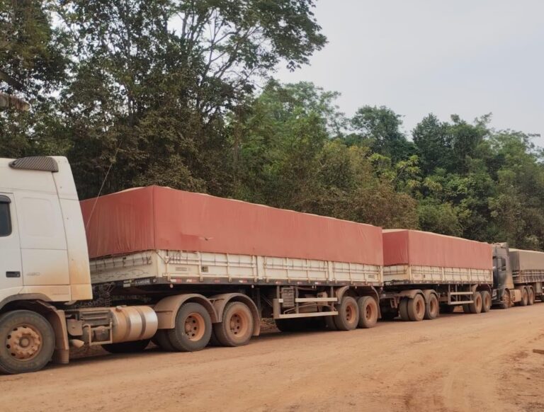 Carretas com alimentos ficam ‘ilhadas’ em trecho da BR-319 devido à seca severa