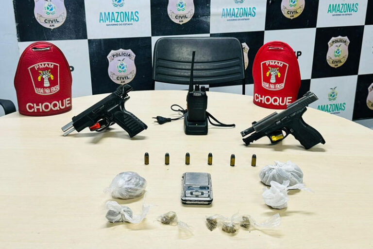 Armas de fogo, munições e drogas são apreendidas na zona Sul de Manaus