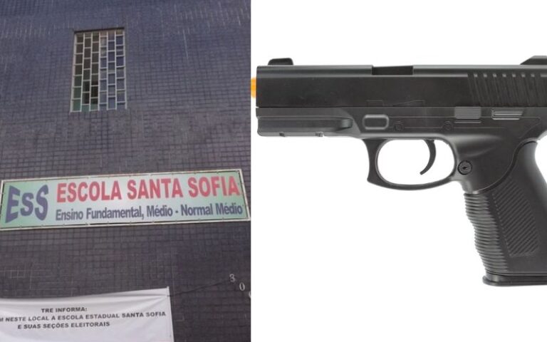 Aluno vai à escola com arma de airsoft usada em simulação de combate