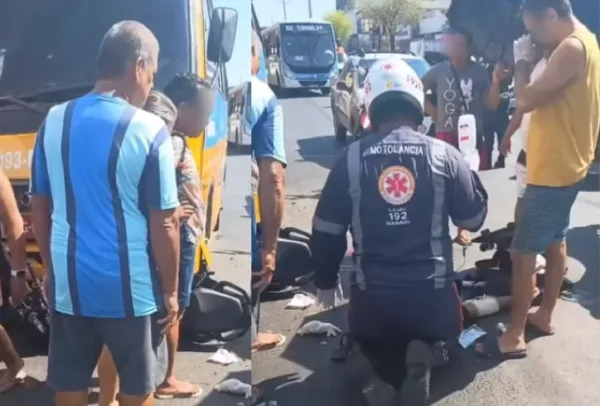 VÍDEO: motociclista escapa da morte após parar debaixo de ‘Amarelinho’ na zona Leste de Manaus