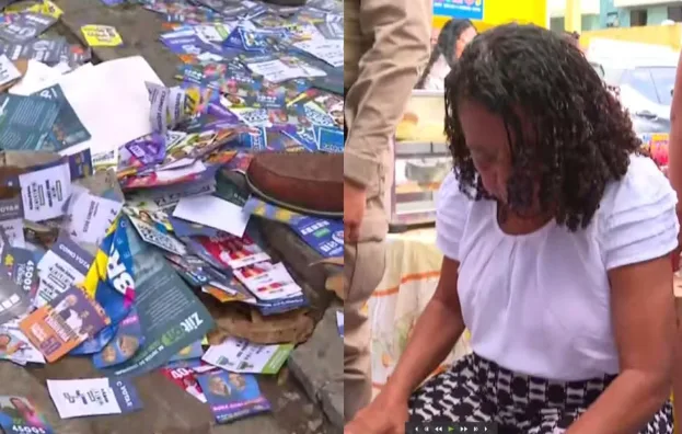 VÍDEO: eleitora cai em buraco escondido por santinhos em Salvador