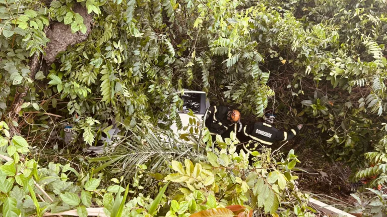 VÍDEO: Carro cai de barranco, deixa homem preso às ferragens e interdita Av. Jacira Reis