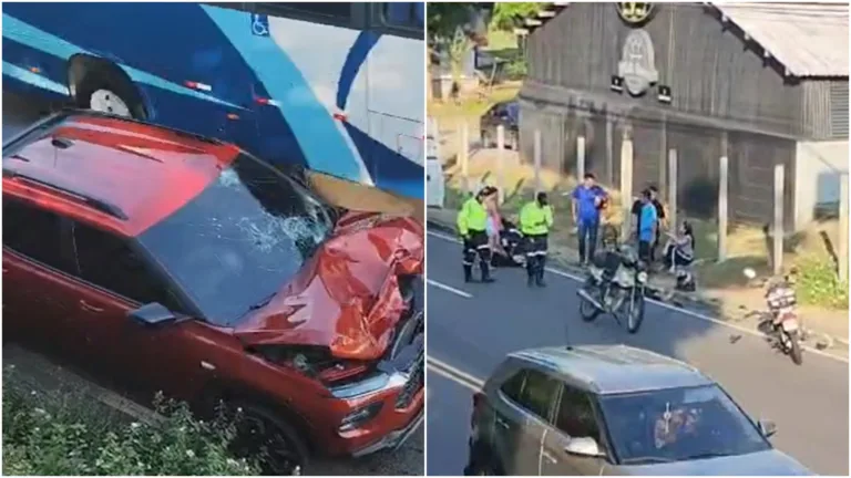 VÍDEO: Motociclista e passageira ficam feridos em grave acidente no Dom Pedro