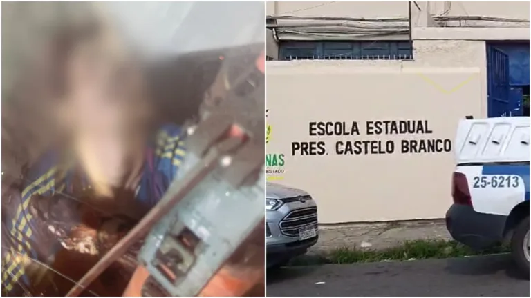 IMAGEM FORTE: Ladrão tenta furtar fiação de escola e morre eletrocutado em Manaus