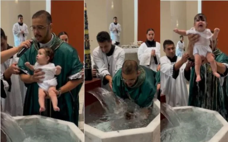 VÍDEO: Batizado de criança divide opiniões após bebê ser afogado por padre VÍDEO: Batizado de criança divide opiniões após bebê ser afogado por padre
