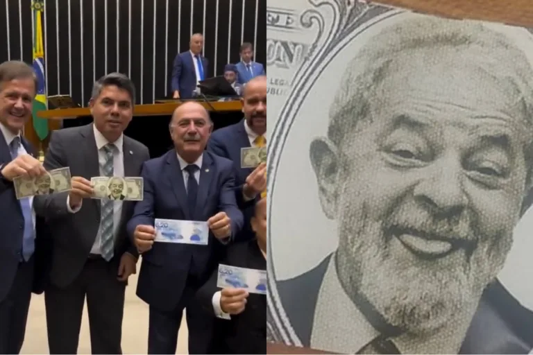 VÍDEO: Deputados mostram nota com rosto de Lula e “protestam” contra alta do dólar