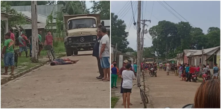 IMAGENS FORTES: População toca fogo em suspeito de esquartejar e queimar mulher em Borba