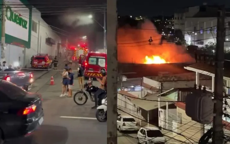 Na noite deste domingo (15/12) um incêndio de grandes proporções atingiu a loja de descartáveis, Queiroz que fica localizada na Avenida Constantino Nery.