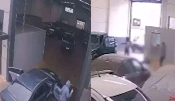 Veja momento que criminosos invadem oficina e executam mecânico com 50 tiros no PR