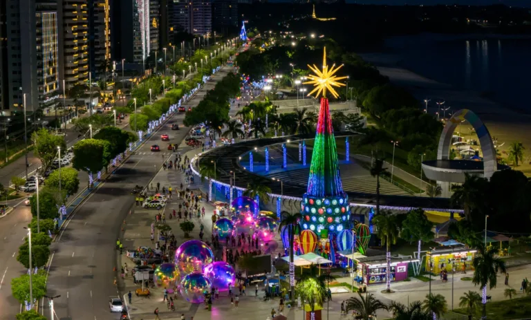 Ponta Negra recebe árvore de Natal com mais de 30 metros de altura Ponta Negra recebe árvore de Natal com mais de 30 metros de altura