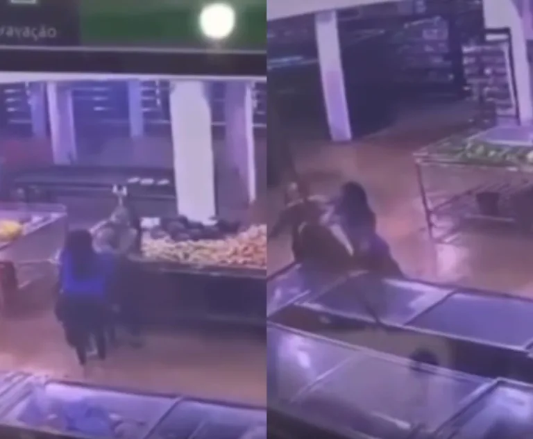 VÍDEO: Funcionária reage a assalto em supermercado e imobiliza suspeito no DF