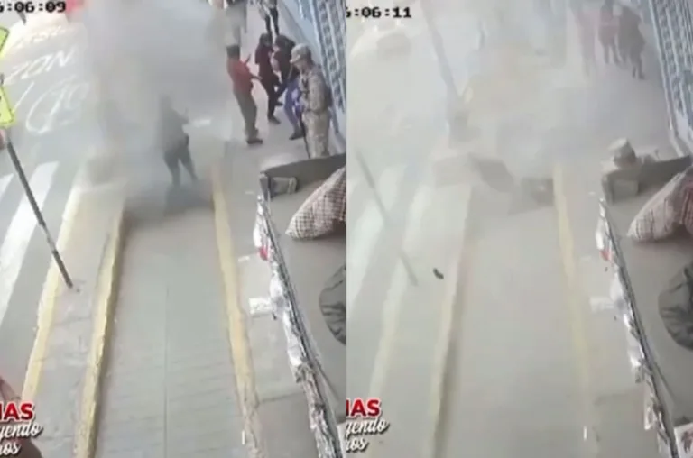 VÍDEO: Mulher cai em caixa elétrica após explosão no Peru