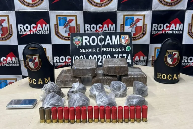 Rocam apreende drogas e munições em terreno abandonado de Manaus Rocam apreende drogas e munições em terreno abandonado de Manaus