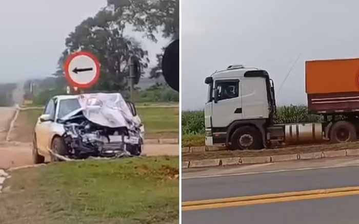 Vídeo: Acidente entre carro da prefeitura e caminhão mata três pessoas em Goiás