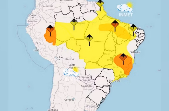 Fortes chuvas vão atingir 20 estados nesta quarta-feira (8/1), diz Inmet