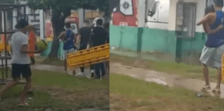 Momento do resgate das crianças. (FOTO: Reprodução)
