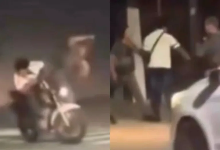 Motoqueiro recebe "voadora" de policiais em abordagem