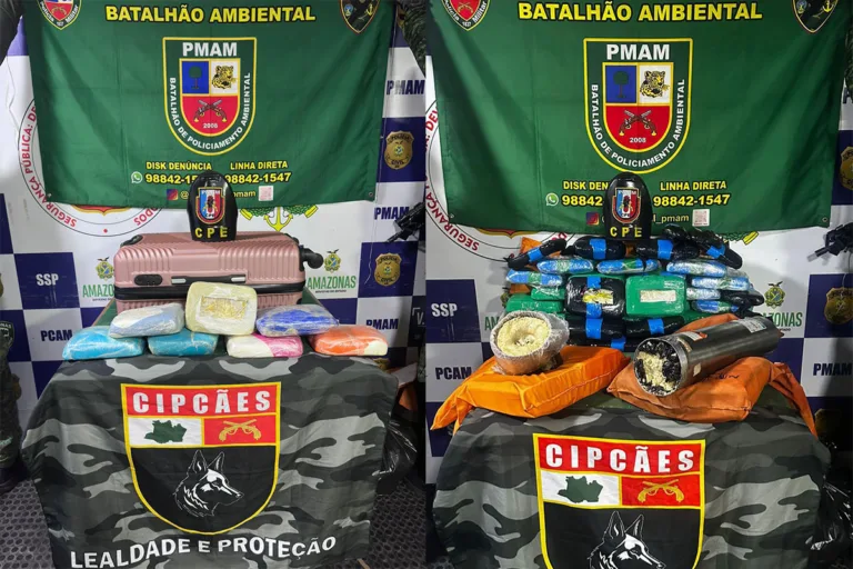 Apreensão de 55,4 quilos de drogas (Fotos: Divulgação/SSP-AM)