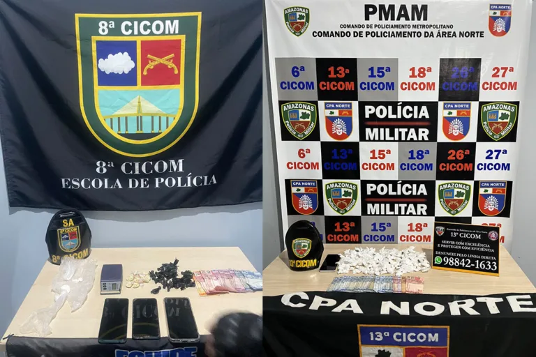 Apreensões de drogas em Manaus (Fotos: Divulgação/PMAM)