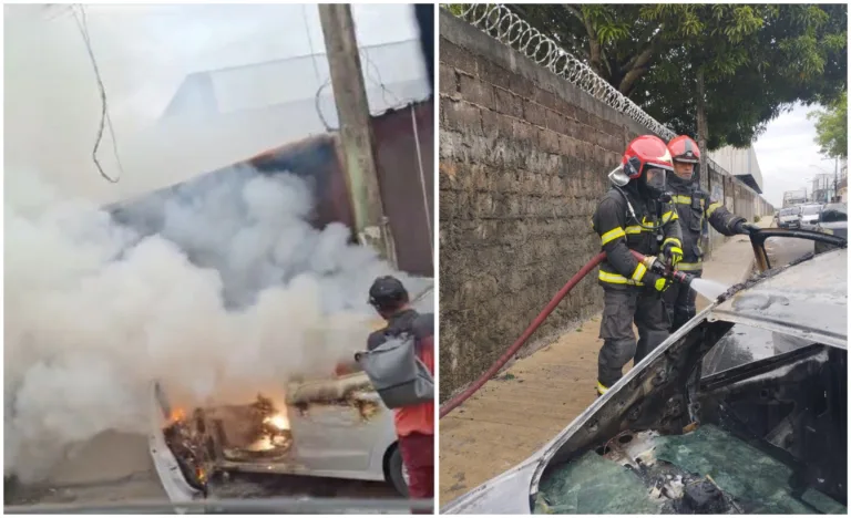Carro pega fogo em Manaus