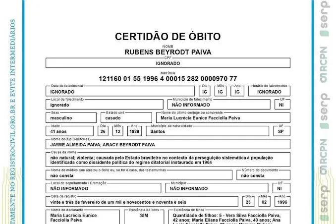 414 certidões de óbito de mortos e desaparecidos na ditadura serão retificadas