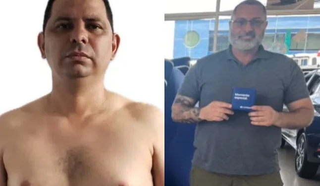 Fabrício dos Santos Gonçalves, 43 anos, (lado esquerdo) planejou todo o crime contra a vítima (a direita). (FOTO: Reprodução)