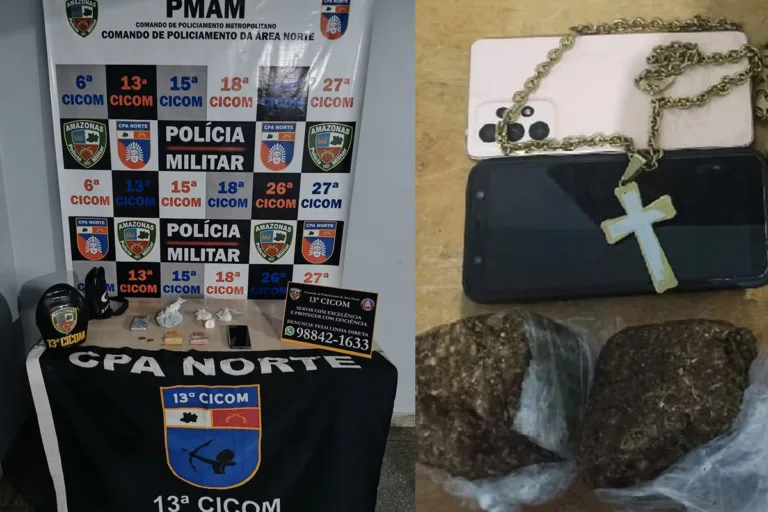 Dois homens, incluindo foragido da Justiça, são presos com drogas no Amazonas