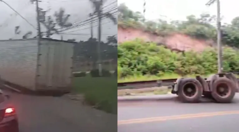 VÍDEO: "Pedaço" de carreta se desatraca em avenida de Manaus