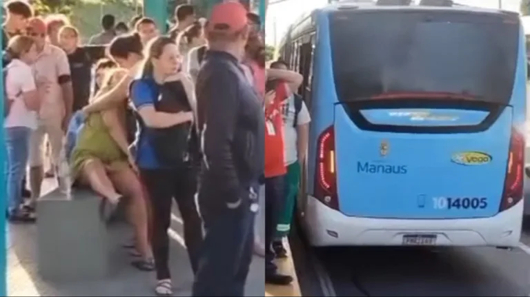 Grávida é agredida durante assalto a ônibus e desmaia, em Manaus; vídeo