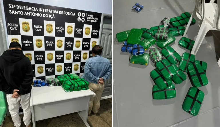 Casal é preso com 29 quilos de drogas em embarcação no AM