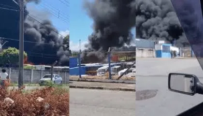 Incêndio atinge garagem de ônibus escolares no interior e na Grande SP
