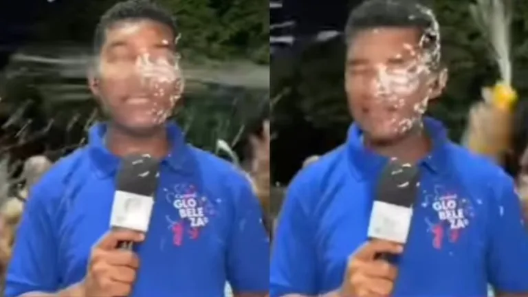 VÍDEO: Repórter de afiliada da Globo leva spray de espuma no rosto e é roubado ao vivo