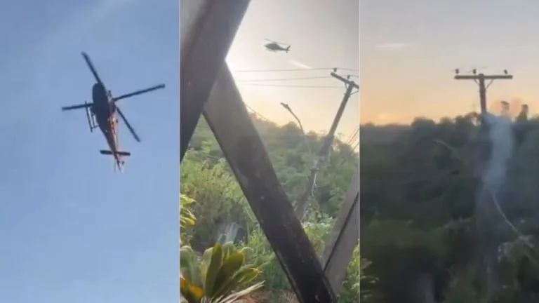 VEJA: Helicóptero é atingido por tiros e esbarra em fio elétrico no RJ
