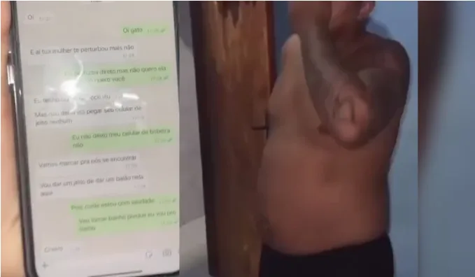 Mulher descobre traição de marido com outro homem: 'não quero ela, quero você'